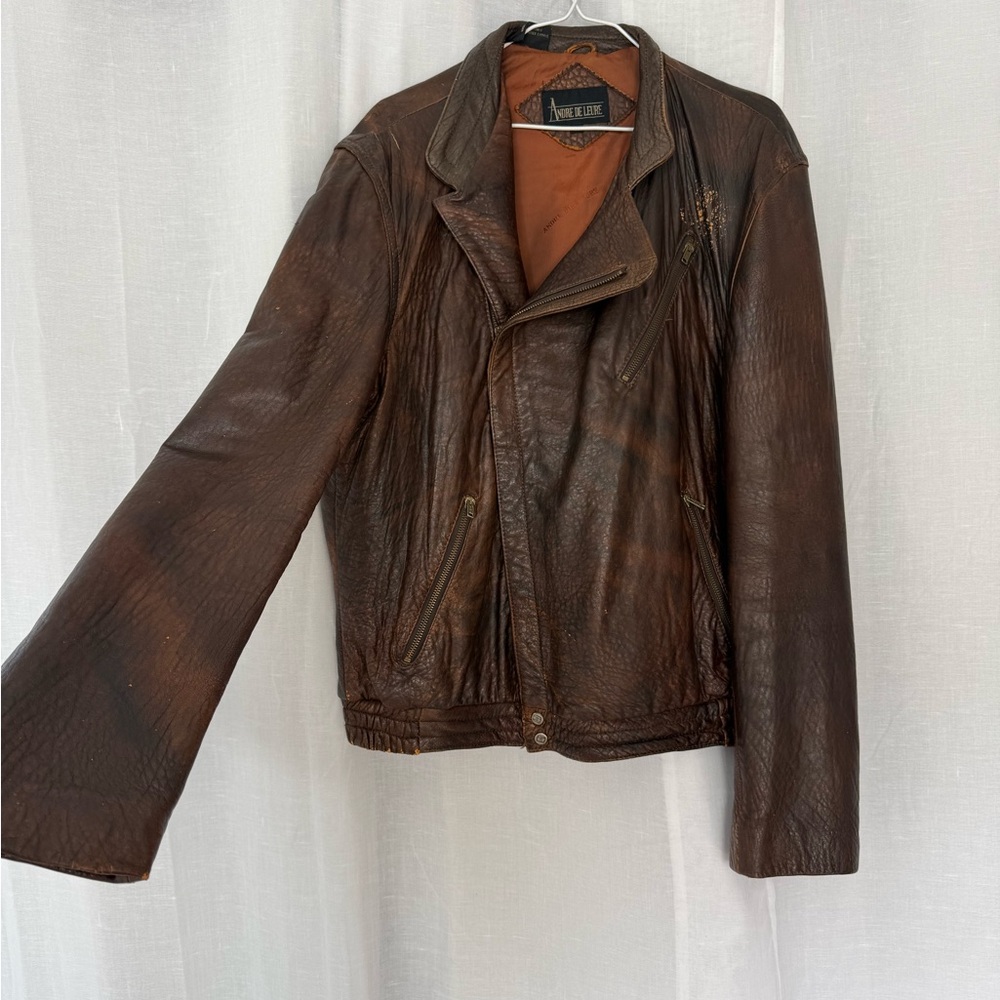 ✦ Vintage Faded Leather Moto Jacket ✦ - Picture 2 of 8